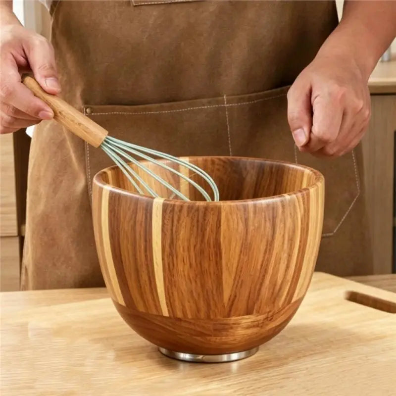 Wood Mixing Bowl 4.5& 5 QT Stand Mixers-Stainless Steel Locking Base