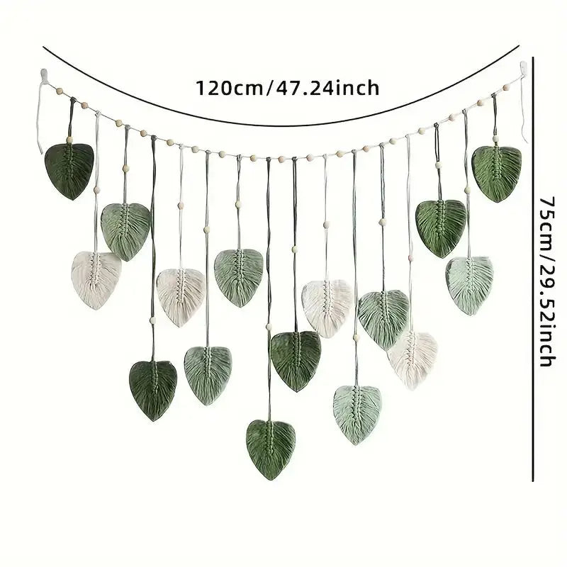 Macrame Tapestry Leaf Feather Wall Hanging