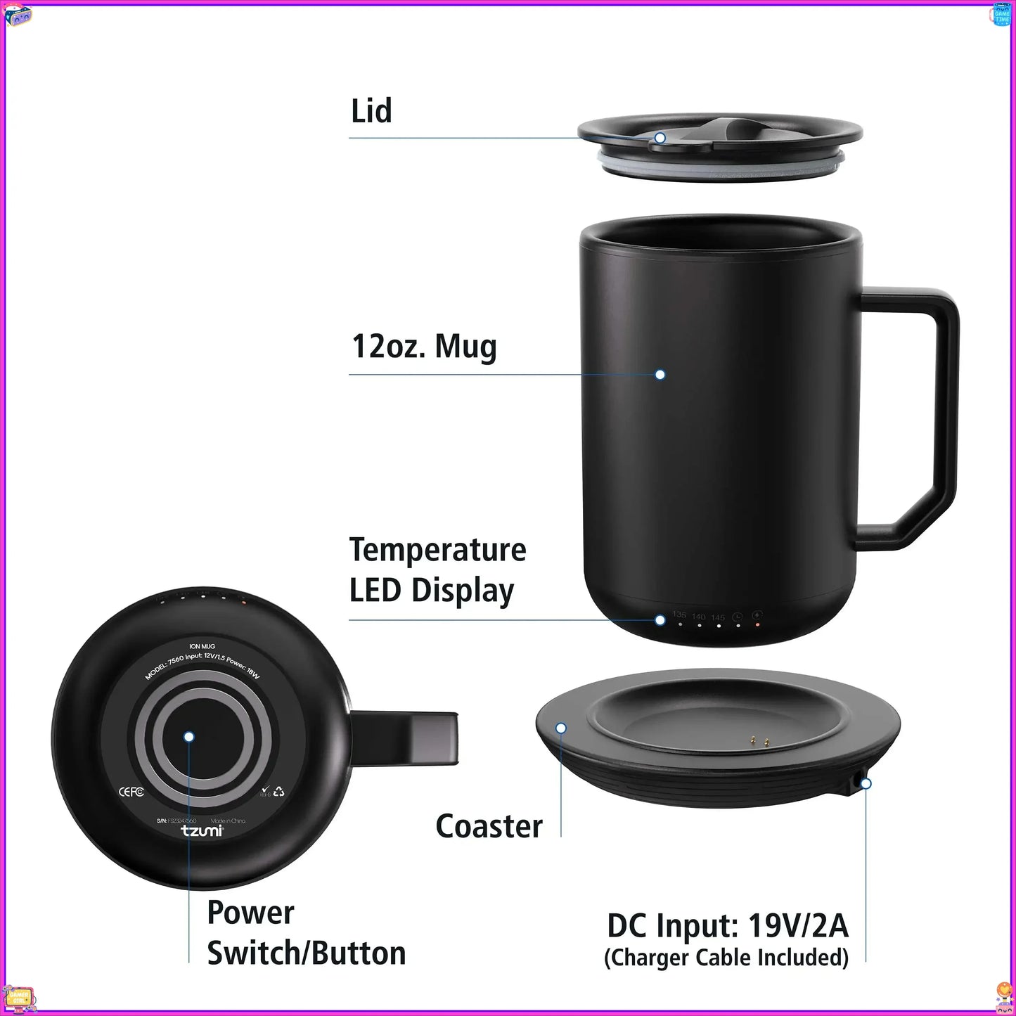 Constant Temperature Coffee Mug Stainless Steel with USB Warmer Base
