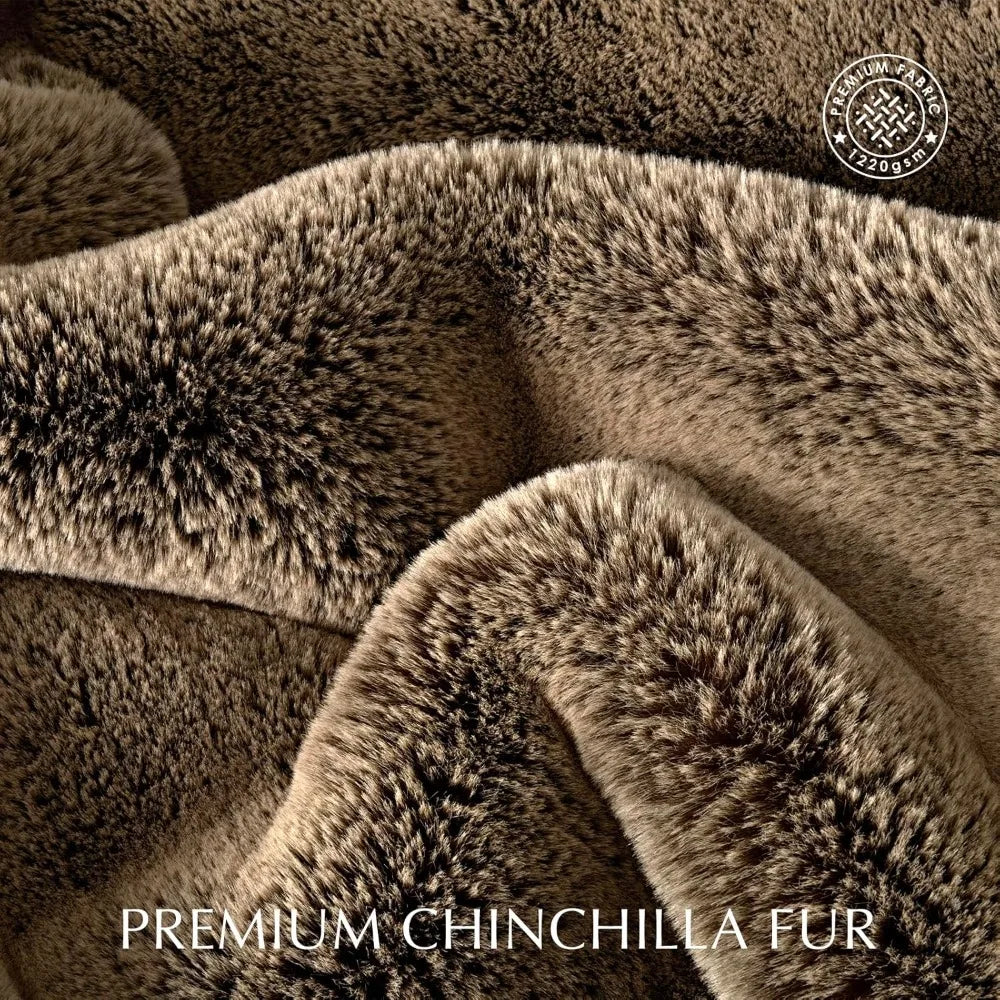 Luxury Soft Faux Chinchilla Fur Throw Blanket Thick Heavy