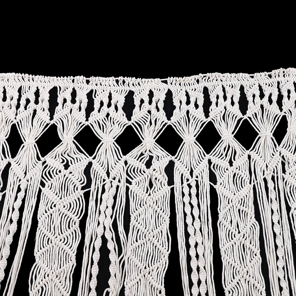 35.43"x70.87" Beige Large Macrame Wall Hanging Hand Woven