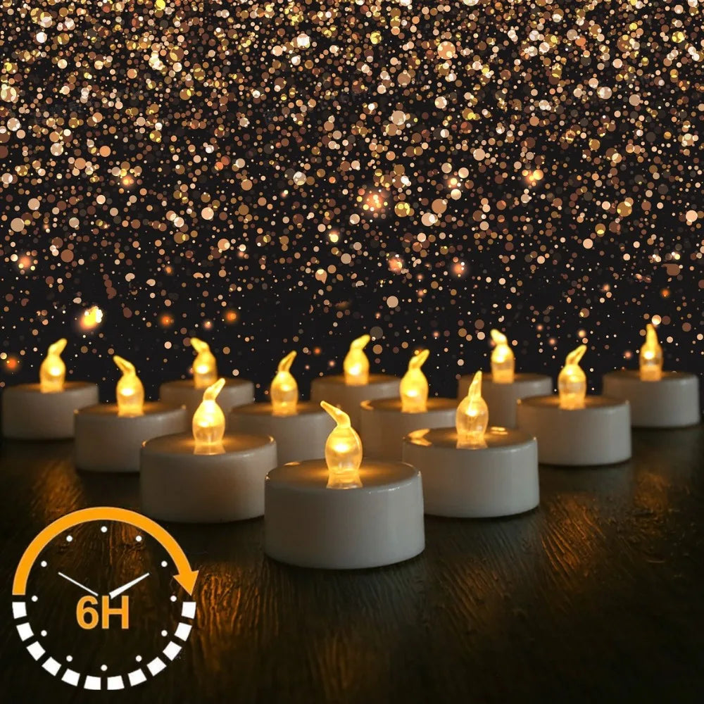 Flameless Flickering LED Tea Lights with Timer