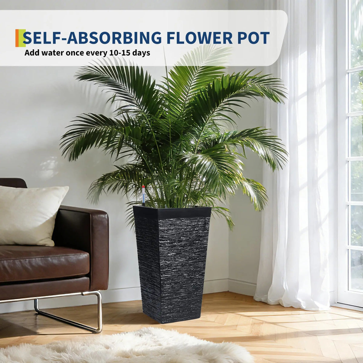 22.5'' Tall Planters Set Of 2, Self Watering Outdoor Indoor Planter Pots