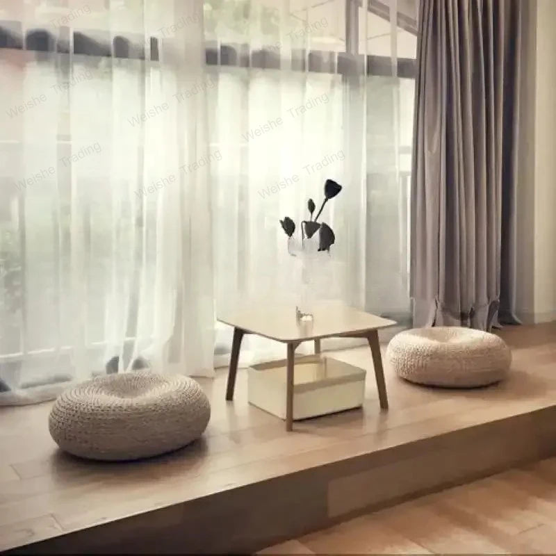 Pouf Rattan Small Round Stool Balcony Stool