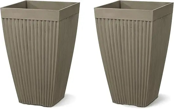 2 Garden Planter Pots 23" H Large, Drainage Hole
