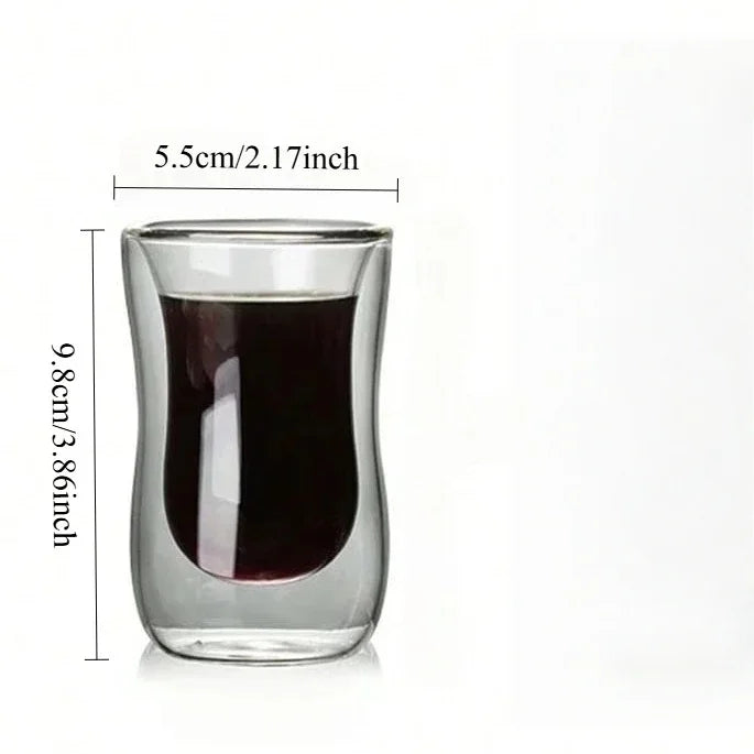 5 Sizes Double Wall Insulated Glass Cup Clear Espresso Coffee Mugs