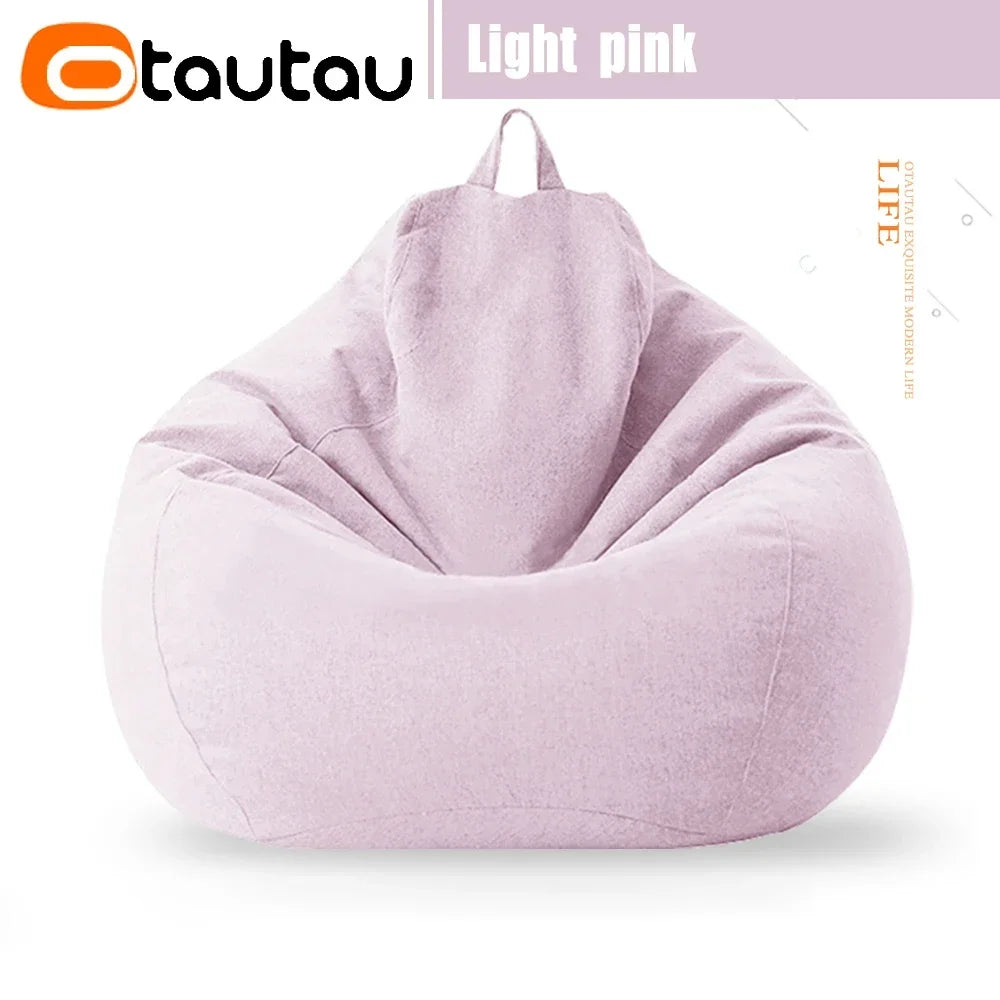 Filled 70cm Bean Bag Sofa with Filler Big Cotton Linen