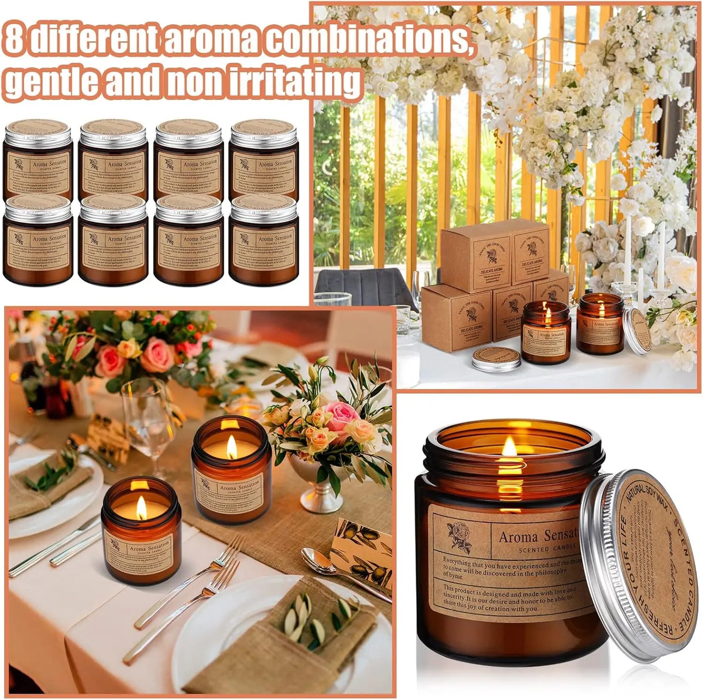 24 Pcs Candles Scented - Gifts 8 Long Lasting Jars