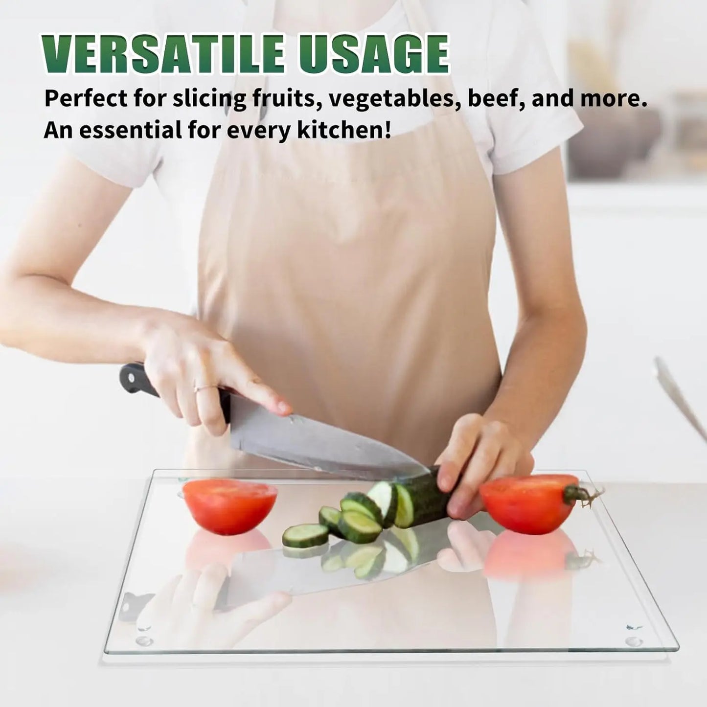 Tempered Glass Cutting Board: Non-Slip, 12x16 Inch