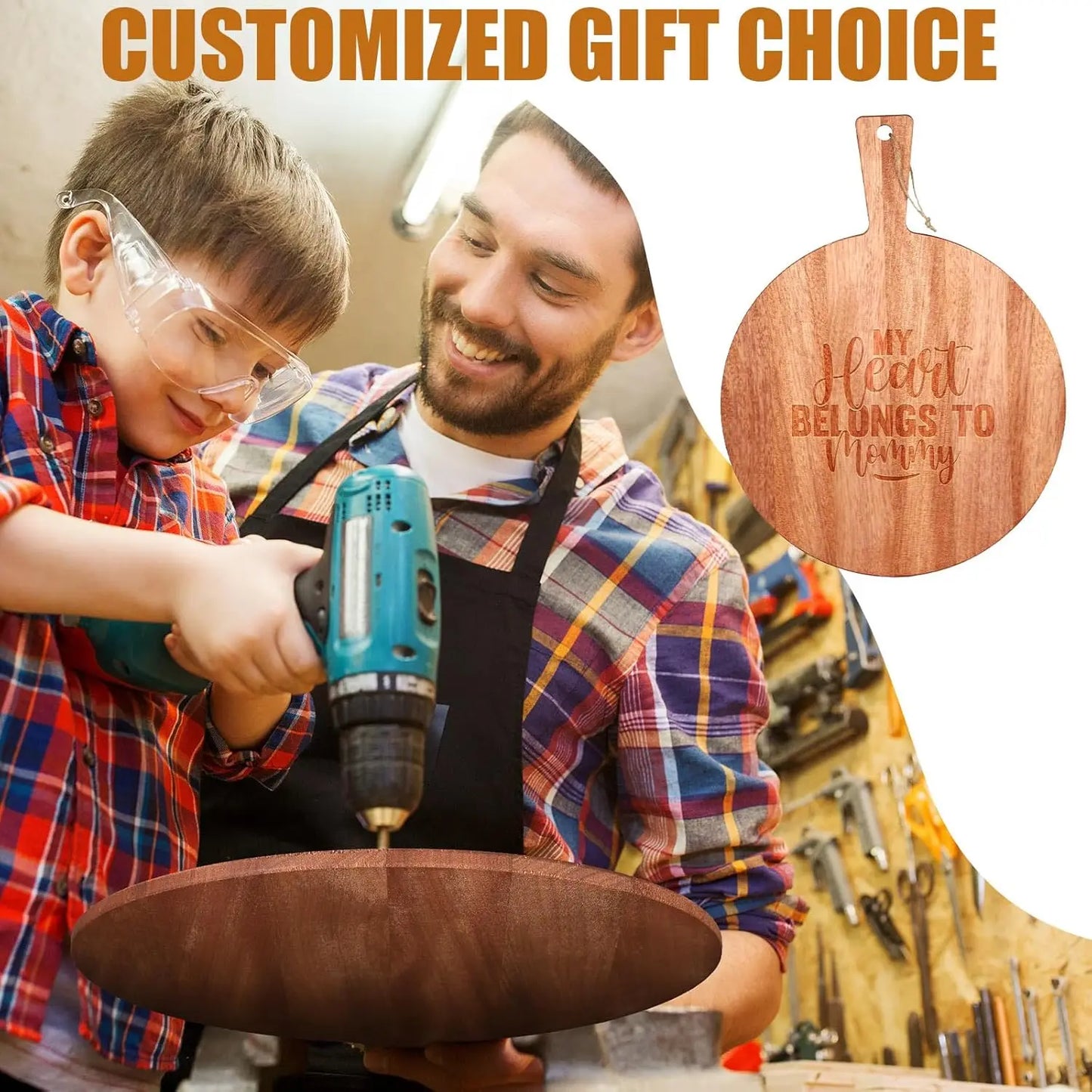 12 Piece Round Wood Cutting Board with Handle Charcuterie