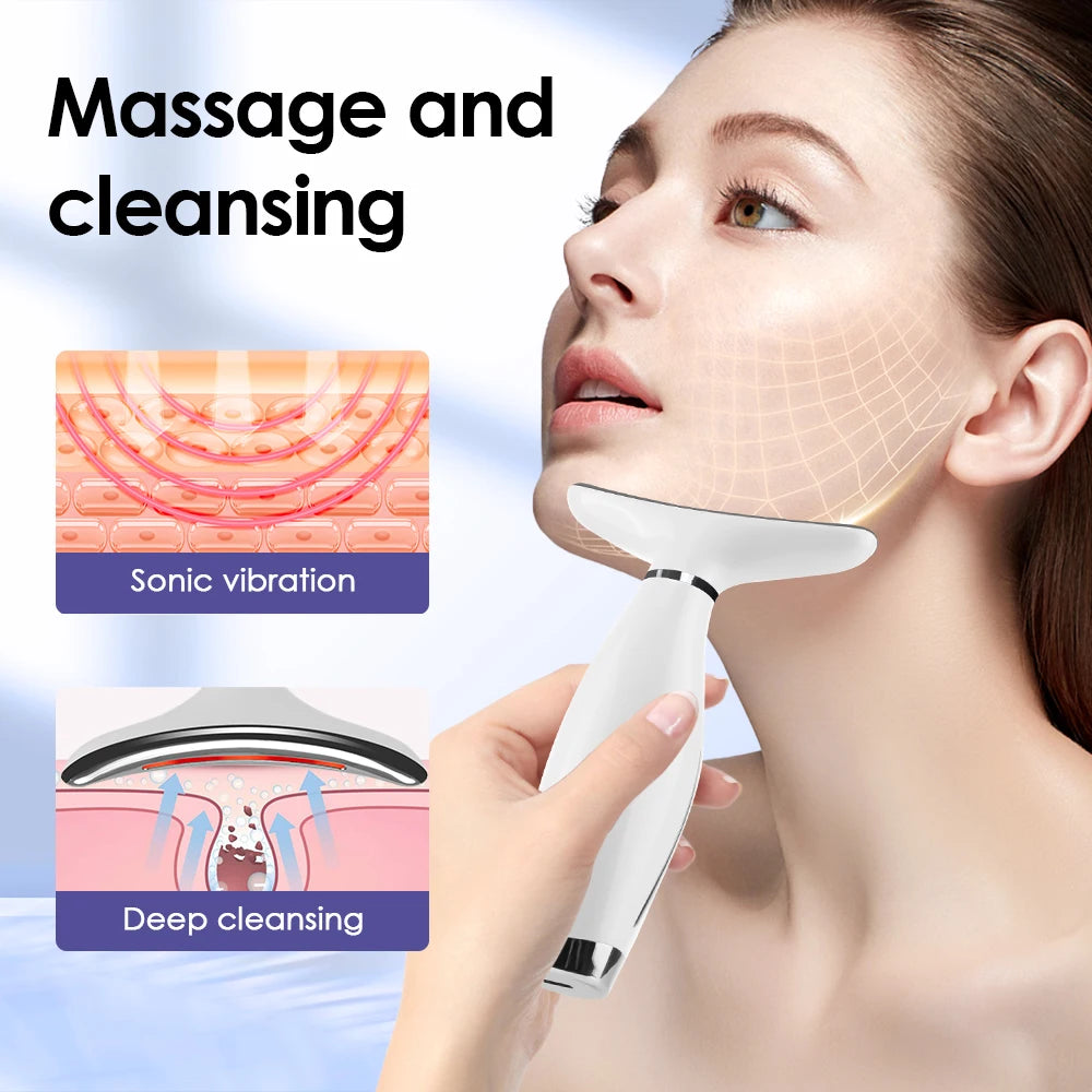 Neck Face Lifting Massager 7 Colors Light LED Photon Therapy Skin Tighten Wrinkle