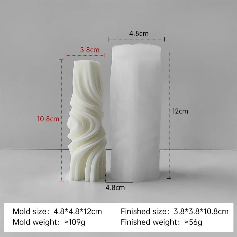 Striped Cylinder Aroma Candle Silicone Mold Soy Wax Candles Making Supplies