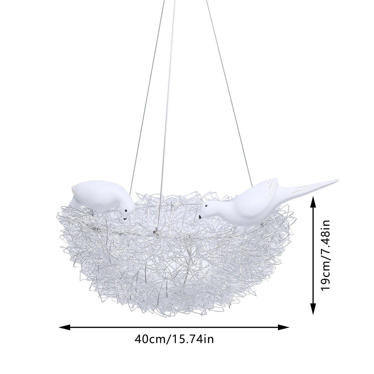 5 Light Woven Nest Chandelier Lamp with Bird