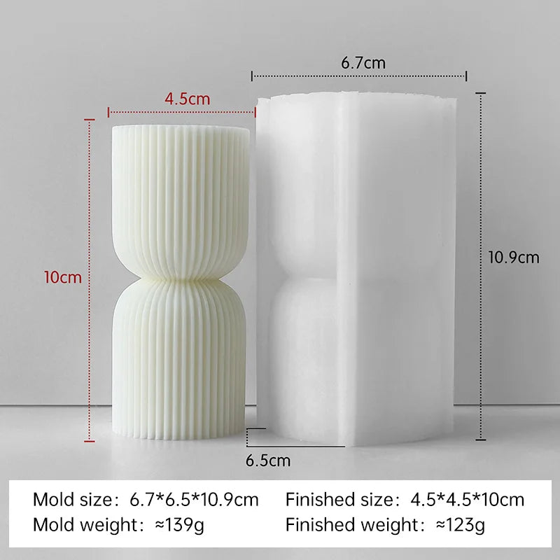 Striped Cylinder Aroma Candle Silicone Mold Soy Wax Candles Making Supplies