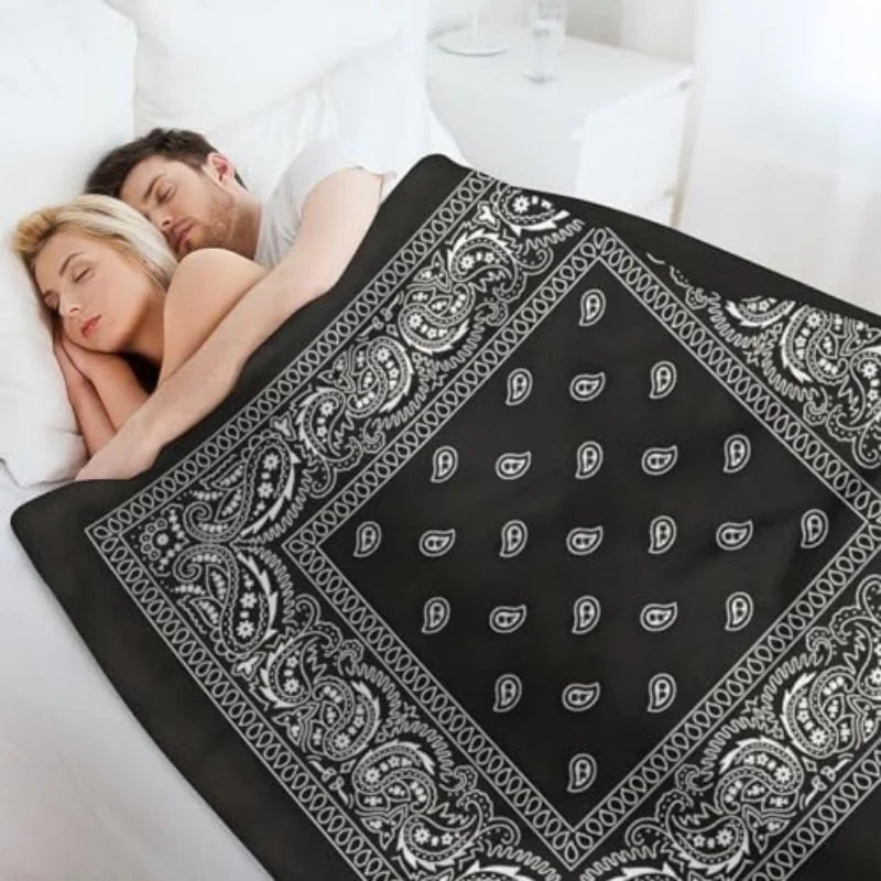 Black Paisley Art Blanket Soft and Warm Throw Super Soft Micro Plush Blanket