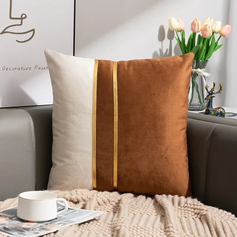Cushion Cover Color Stitching Dutch Velvet Throw Pillow Case