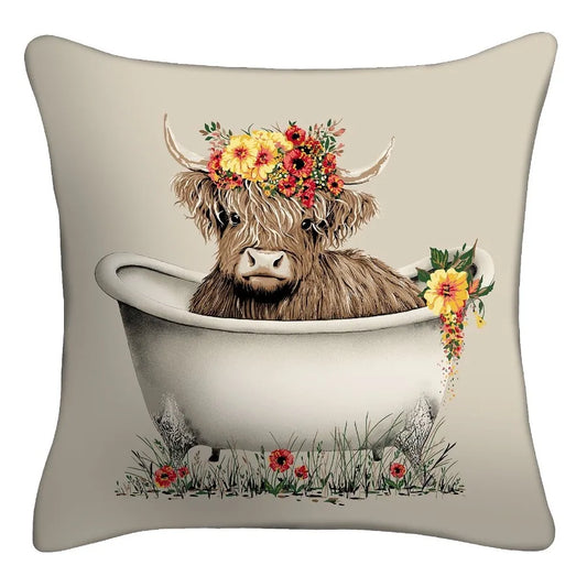 16 x 16 Highland Cow Outdoor Throw Pillow