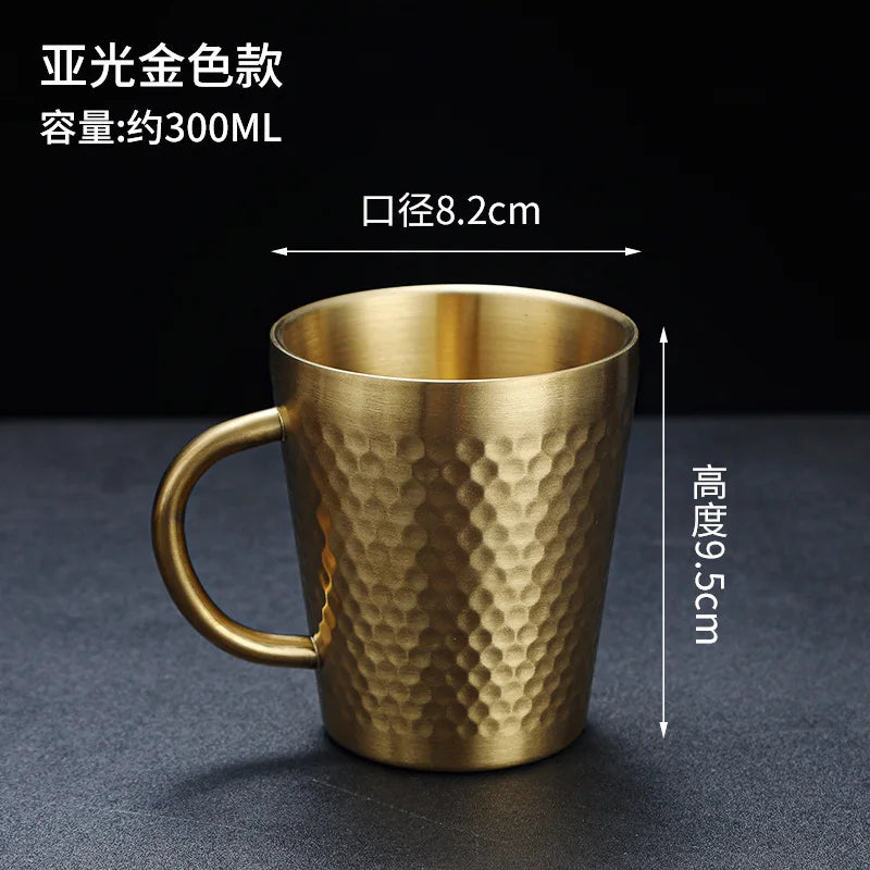 Gold 304 Stainless Steel Beer Mug Water Cups with Handle