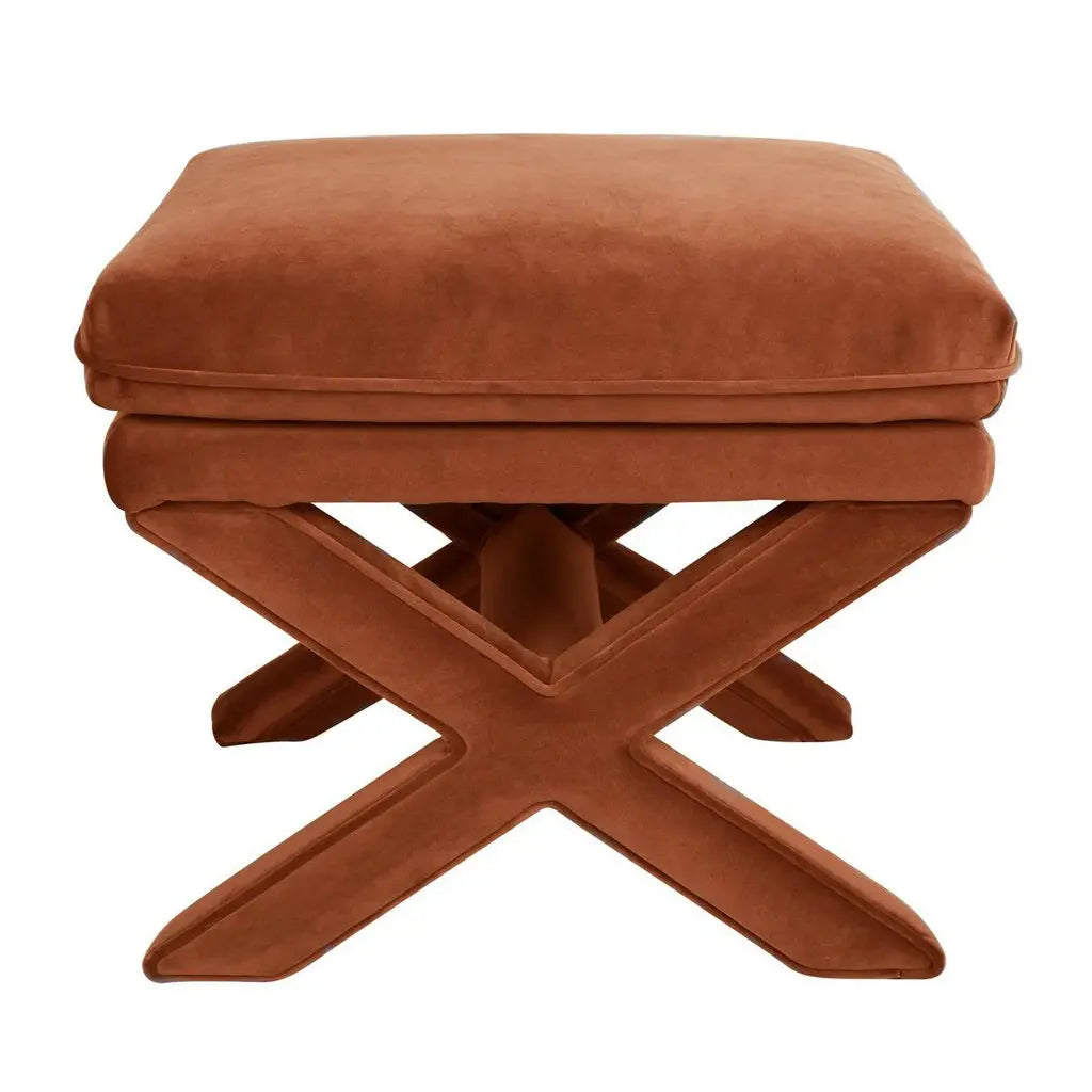 Velvet Leopard Print X Stool Ottoman, Poufs