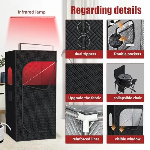 Infrared Red Light Sauna with Foldable Chair - 9-Level Heating