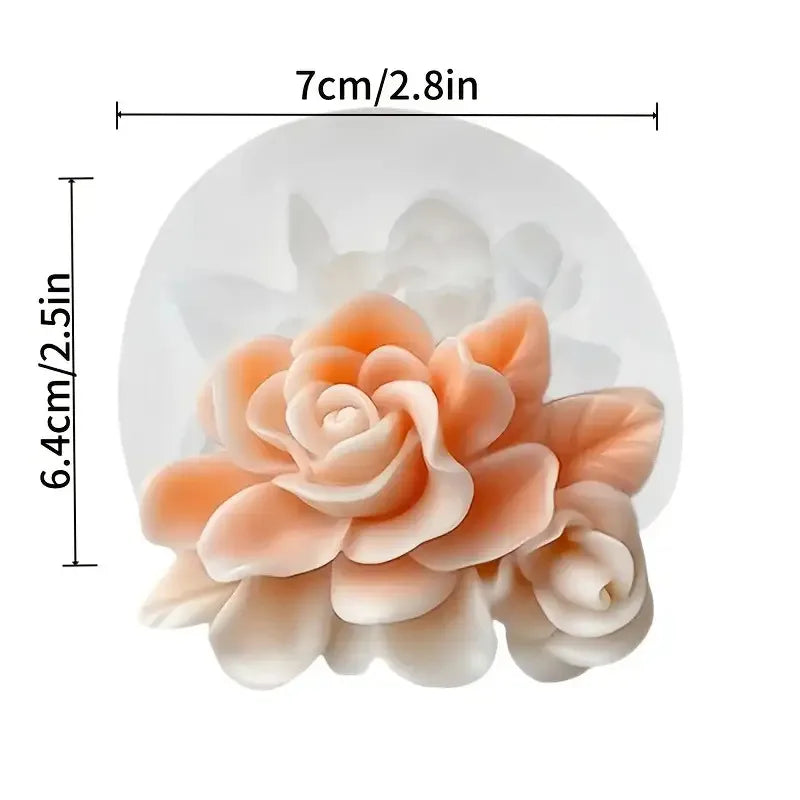 1 Piece 3D Elegant Rose Silicone Mold - Reusable Flexible Mold for Candles, Resin Art, Handmade Soap and Clay Making