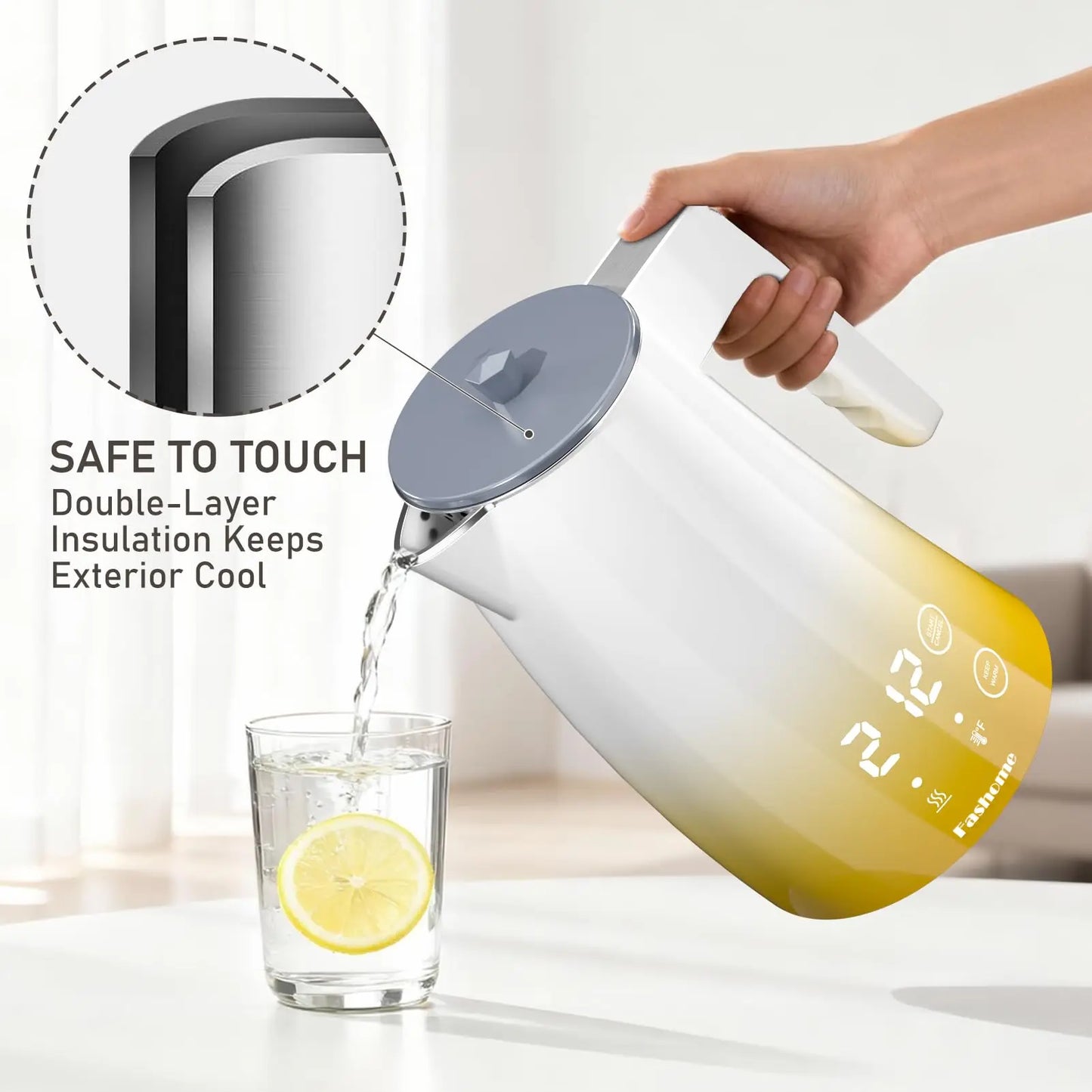 1.25L Electric Kettle Digital LED  2Hour Keep Warm  Fast Boiling
