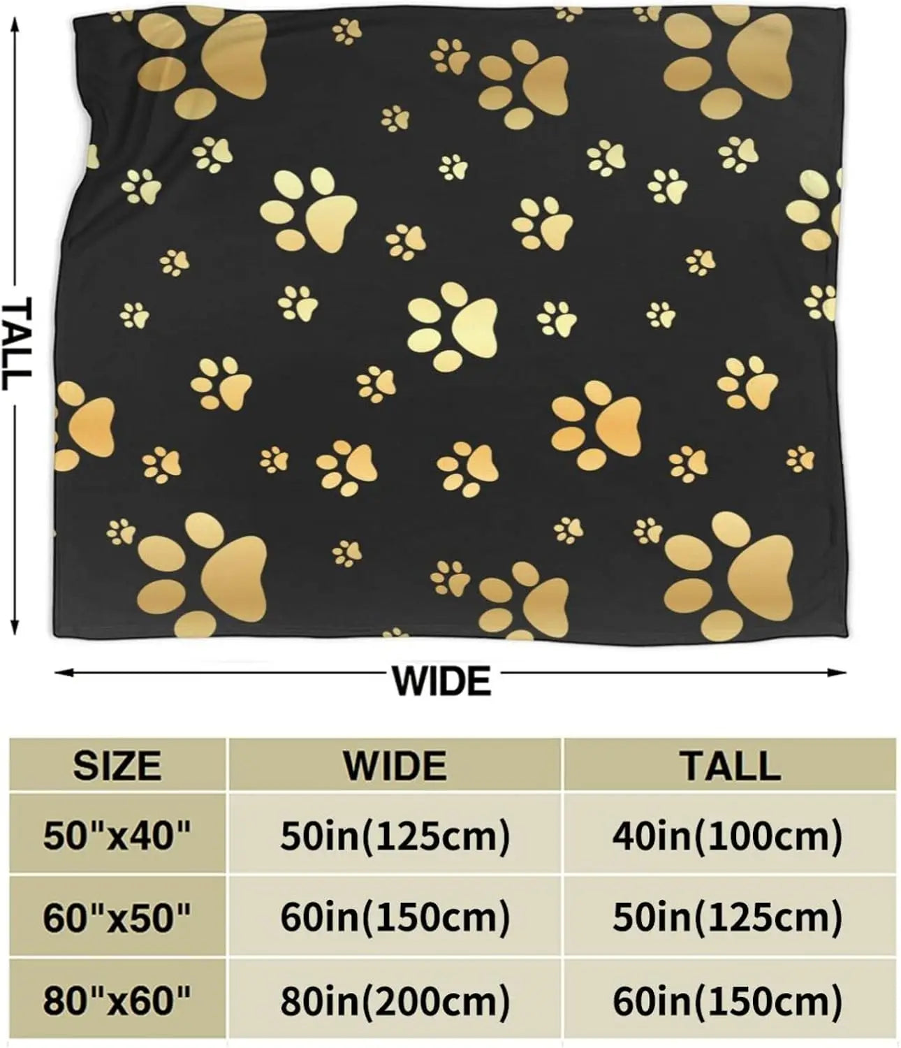 Perinsto Cute Dog Paws Prints Throw Blanket Ultra Soft Warm All Season