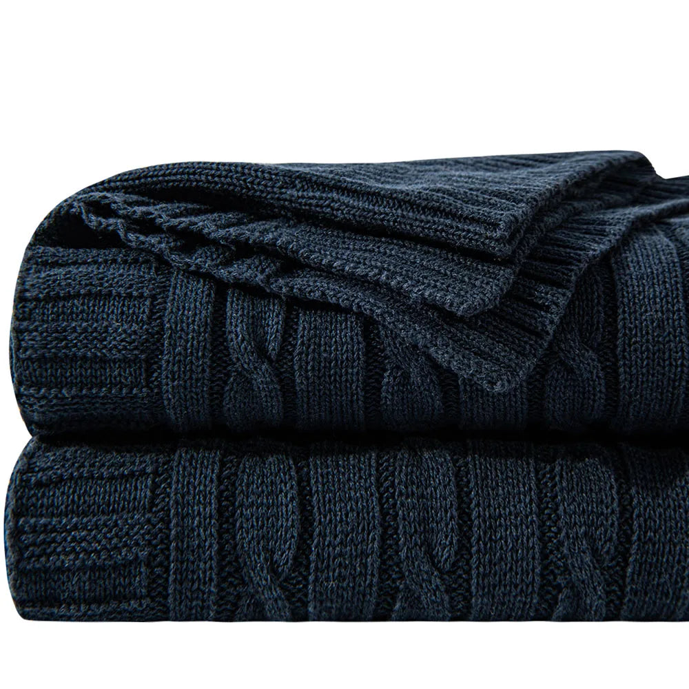 100% Cotton Cable Knit Throw, Super Soft Warm