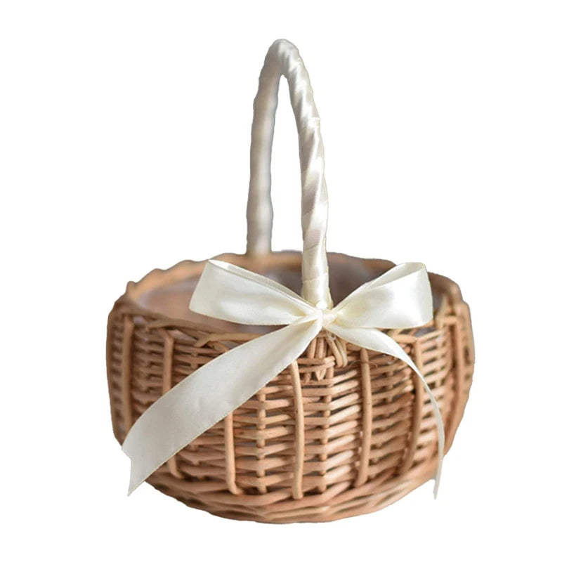 Hand-woven Basket With Handle Wicker Sundries Basket