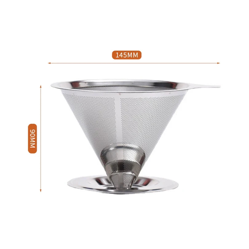 Reusable Coffee Filter Holder Double Layer Stainless Steel Strainer