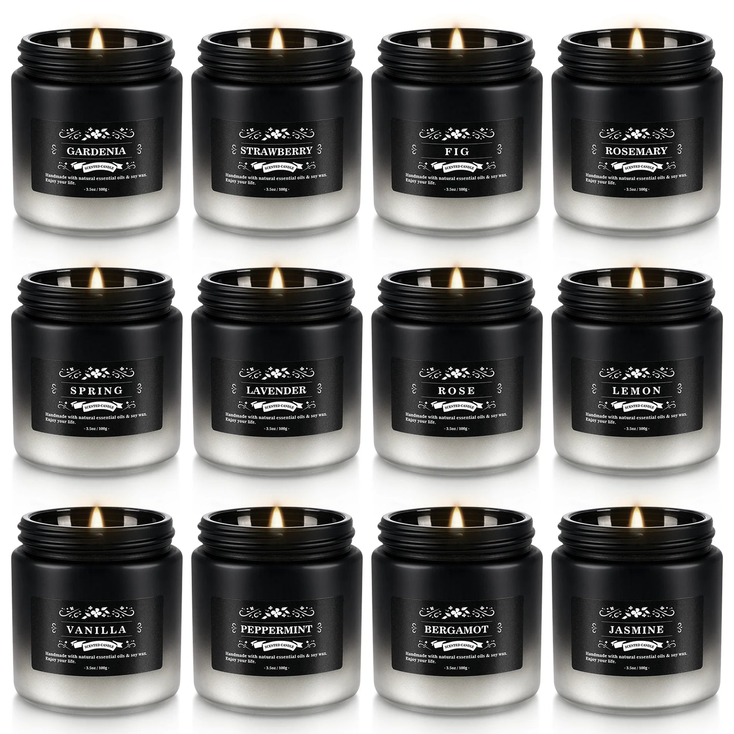 12 Pieces of Gradient Black and White Scented Candles,