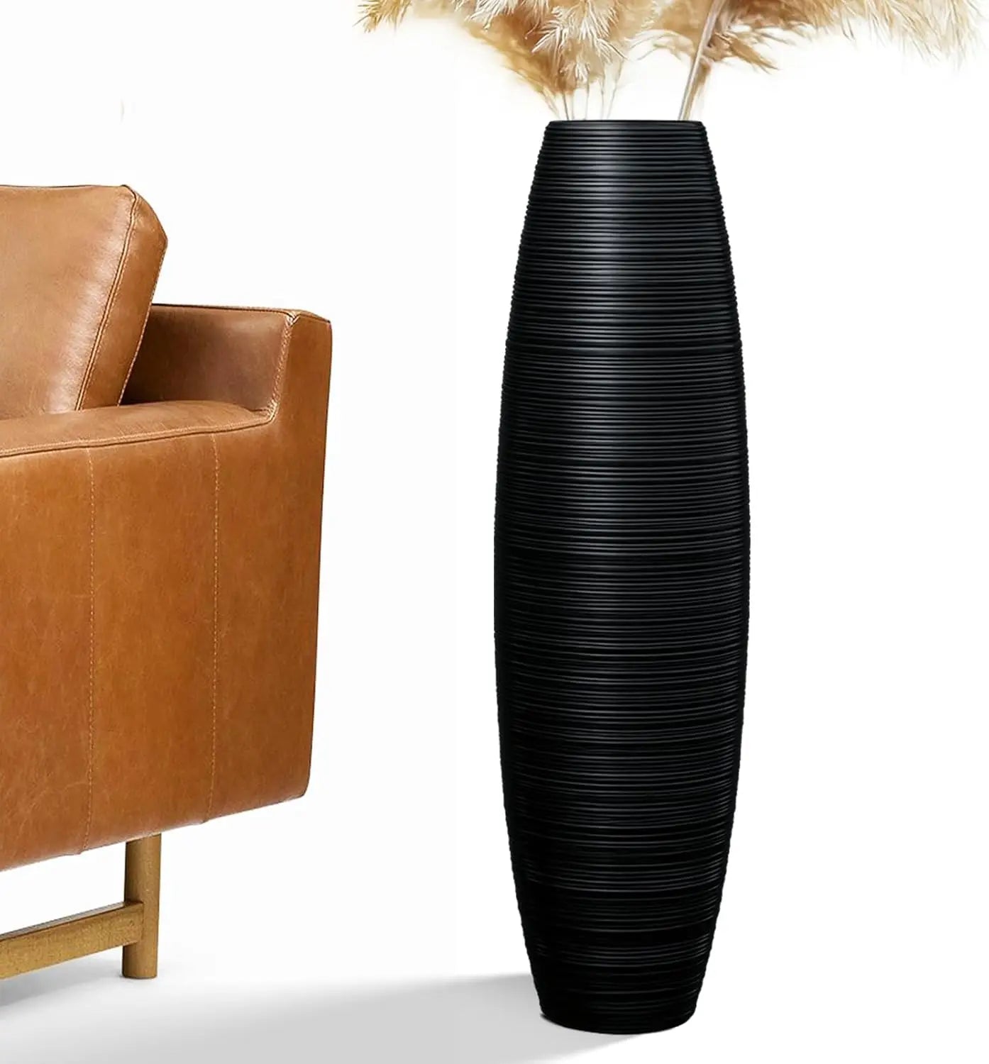 Tall Floor Vase 27.5 Inches, Sturdy Luxury Textured -Branches Dried Flowers