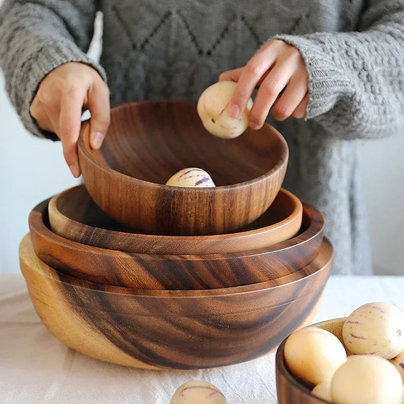 Acacia Wooden Bowl Japanese Style