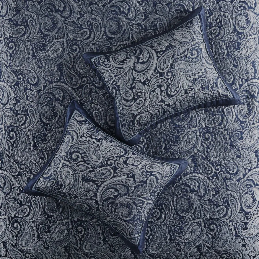 5 Piece Jacquard Bedspread Set with Throw Pillows