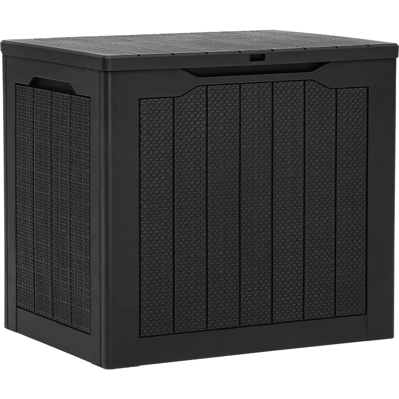 30 Gallon Outdoor Storage Box,  Resin Deck Box,  Rattan