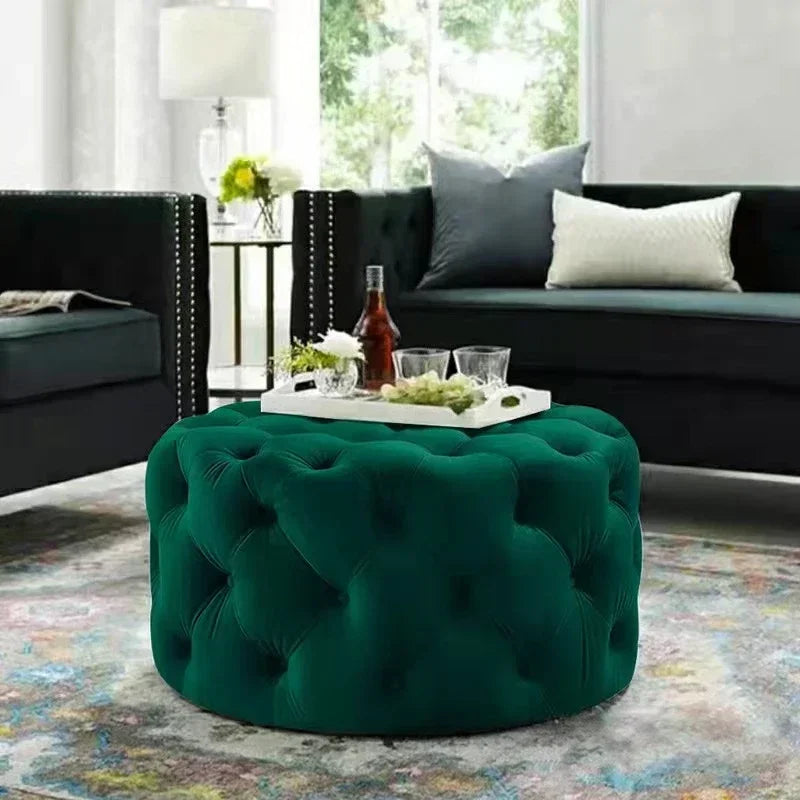 Velvet Floor stool round vanity stool ottoman pouf