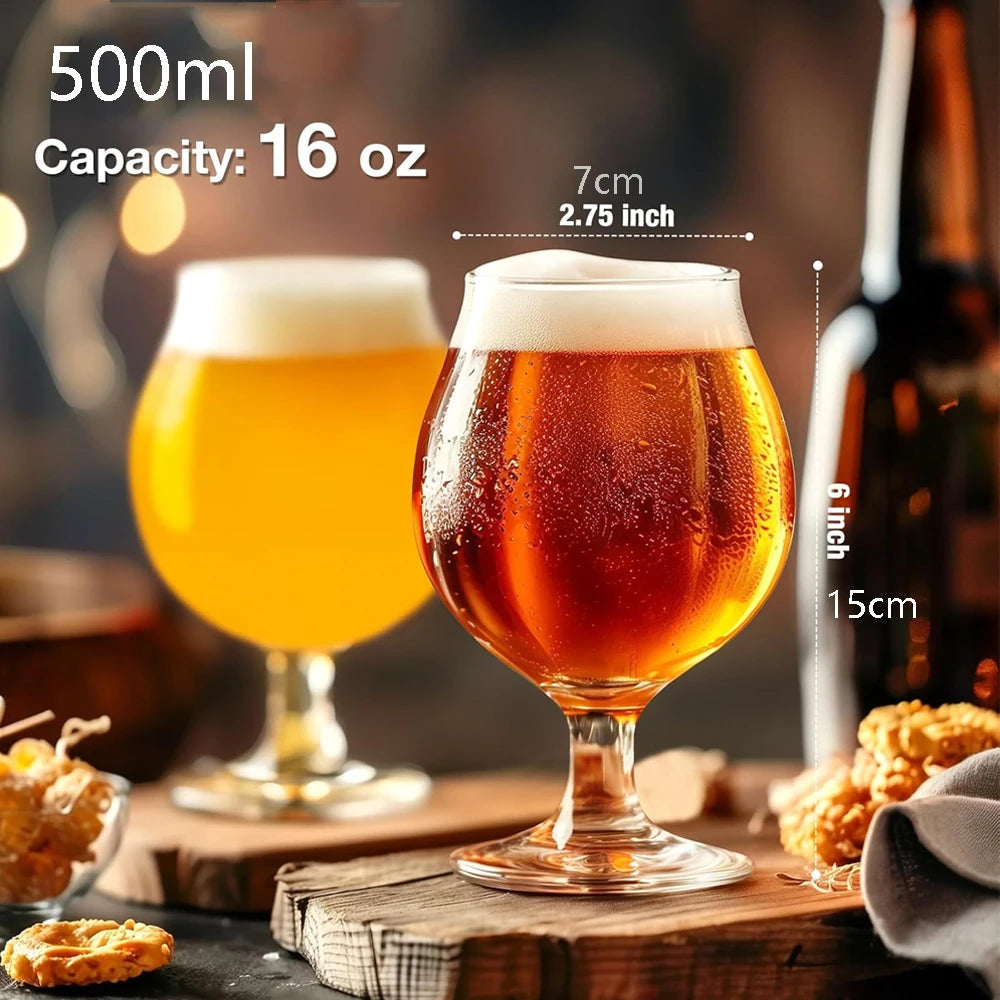 500ml Beer Glasses Classic Craft Goblet Glasses, Premium Tumbler Set, Pub, Unique Design Beer Glasses, Dishwasher Safe