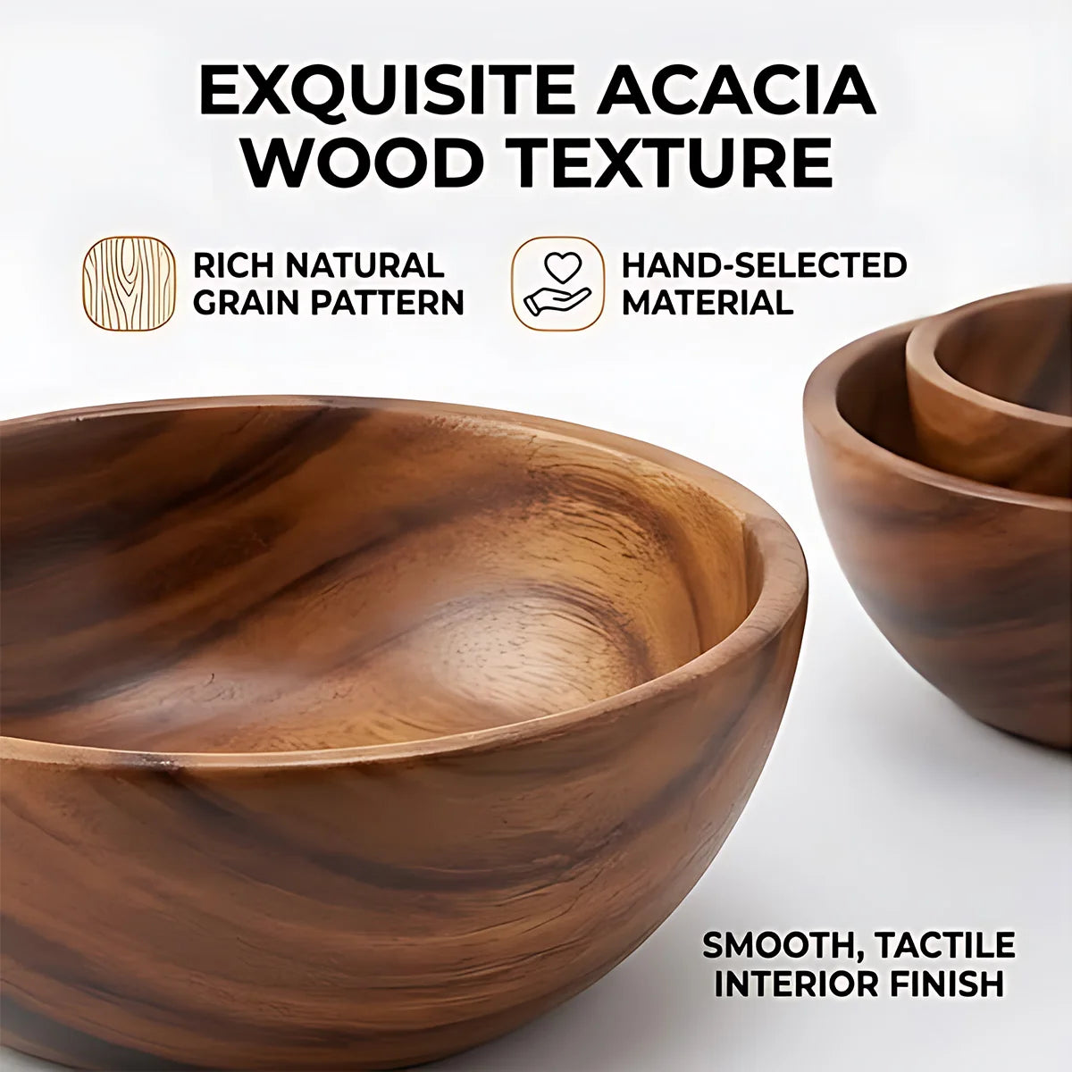 Acacia Wood Multipurpose Serving Bowl for Serving Salads, Snacks, Fruits and more