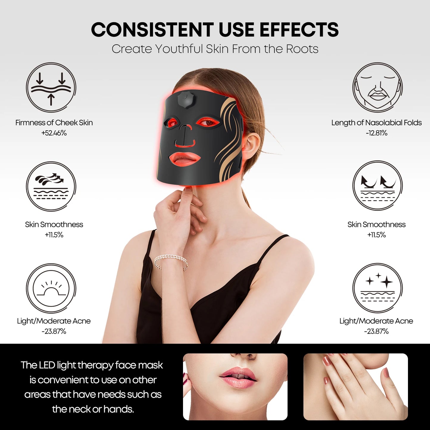 USB Rechargeable 7 Colors LED Face Mask Silicone Red Light Therapy