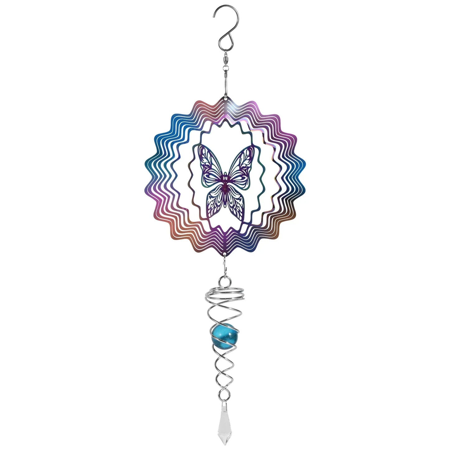 Hanging Wind Spinners Butterfly 3D Metal Rotating Windchime