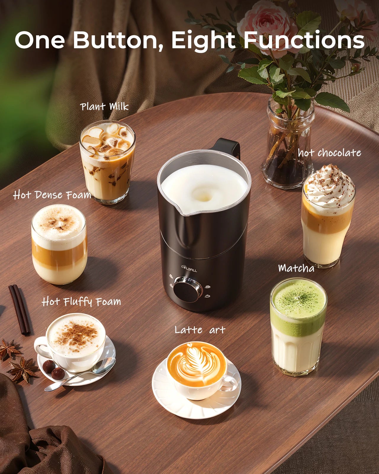 Electric Milk Frother For Coffee Cappuccino Latte Automatic Rotary Foamer