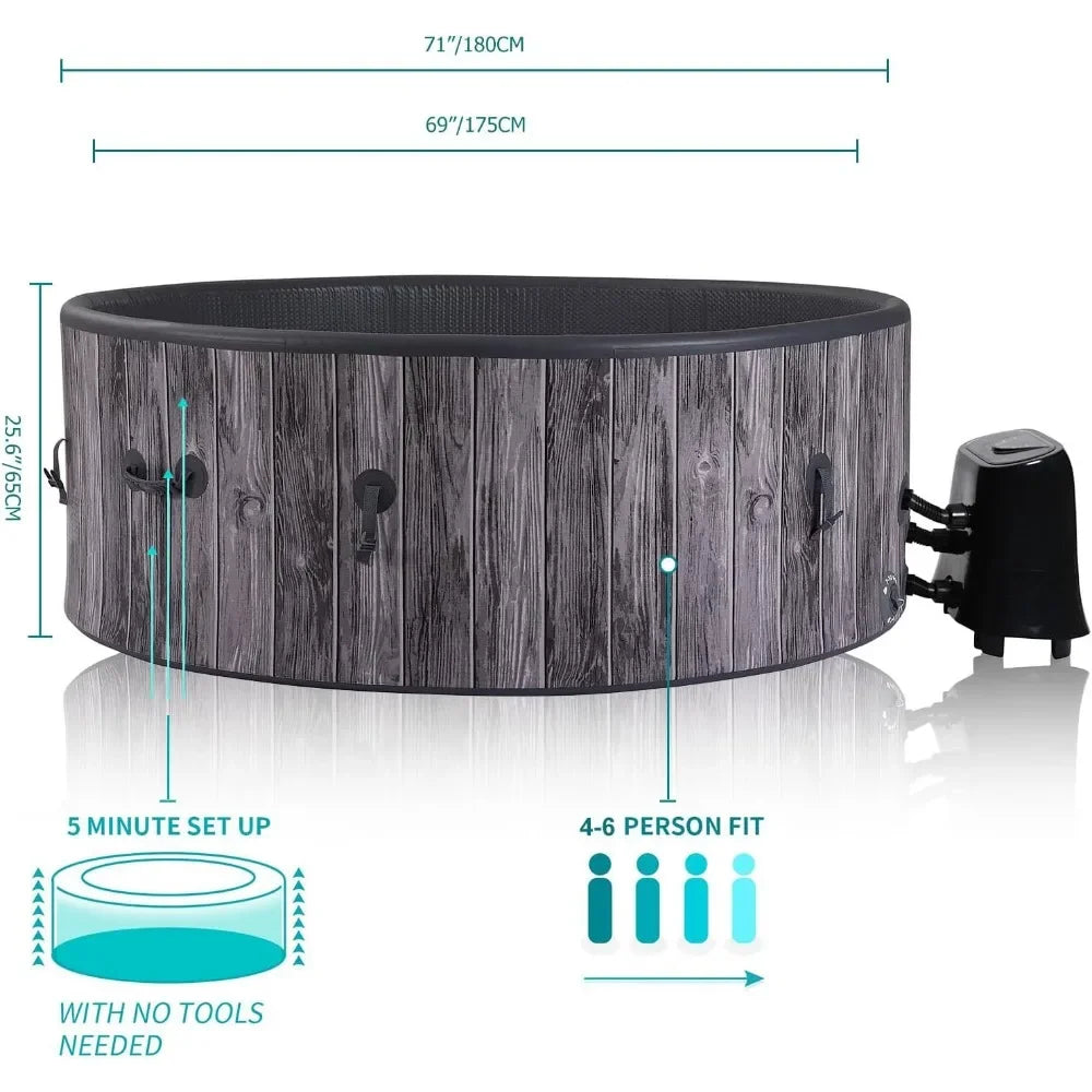 Inflatable Hot Tub Spa 71'' x 71''-4 to 6 Person 130 Bubble Jets