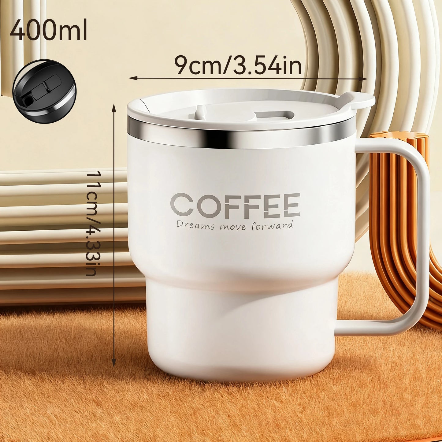 304 Stainless Steel Double Wall Insulated Coffee Cup With Handle