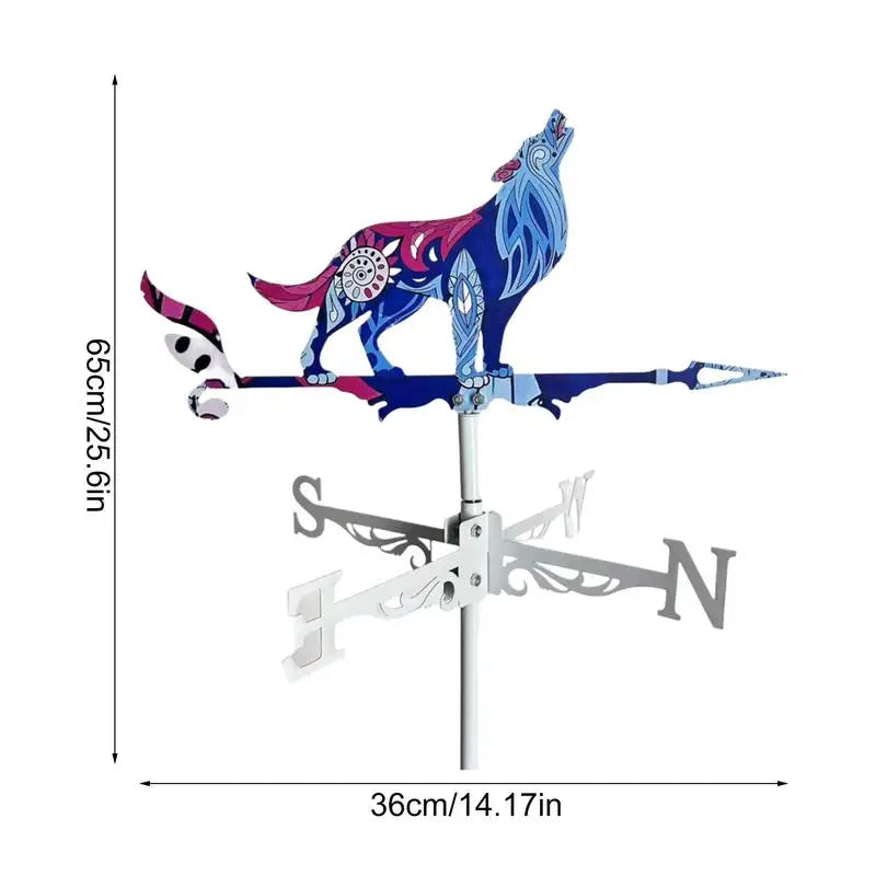 Wolf Rooster Weathervane Metal Weathervanes Wind Spinner