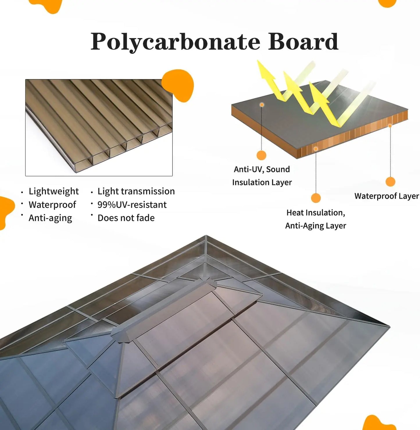 10'x13' Hardtop Gazebo, Outdoor Double Roof Canopy