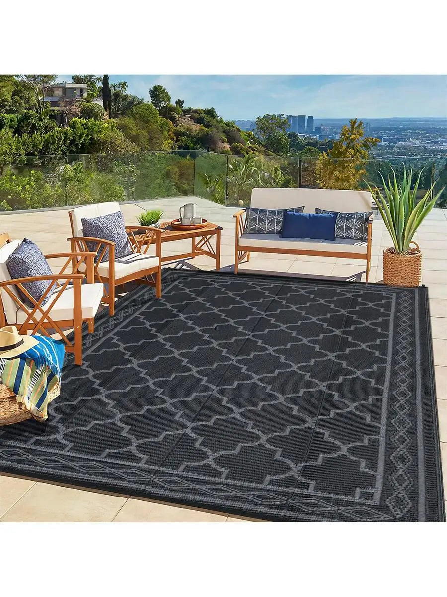 Outdoor Reversible Moroccan Rug Plastic Stain UV Resistant