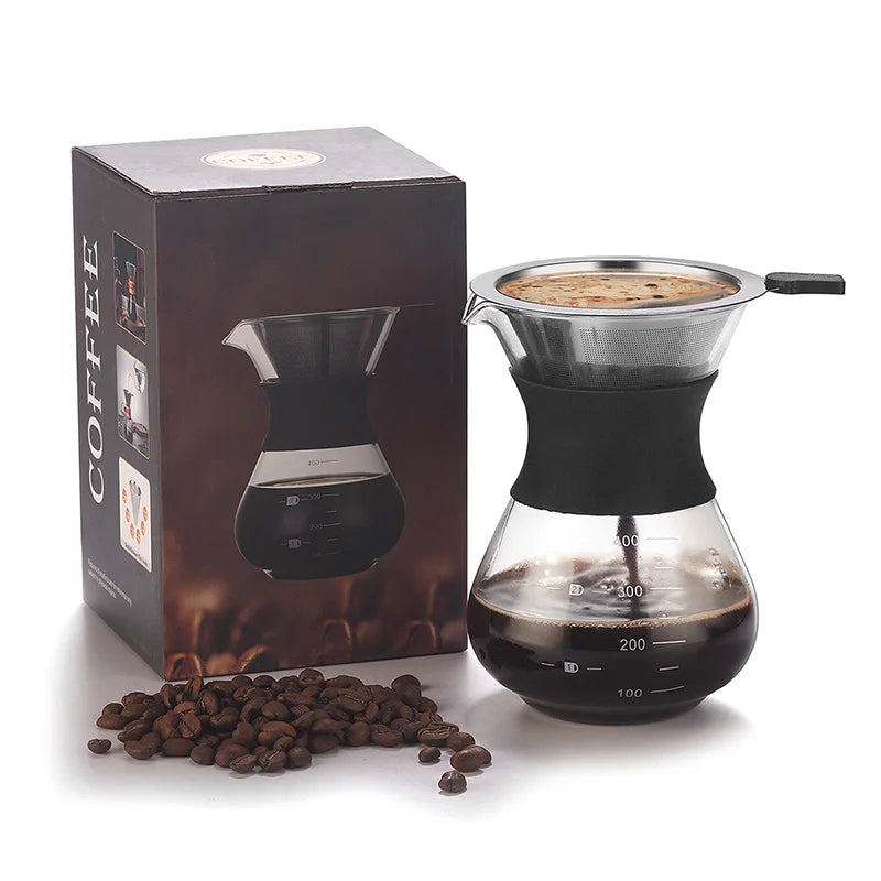 Pour Over Coffee Maker Set - Reusable Stainless Filter