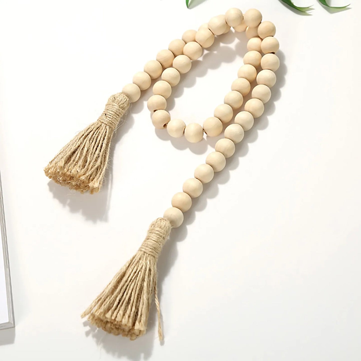 Wood Bead Garland  Wall Hanging  Rustic Wall Tassel