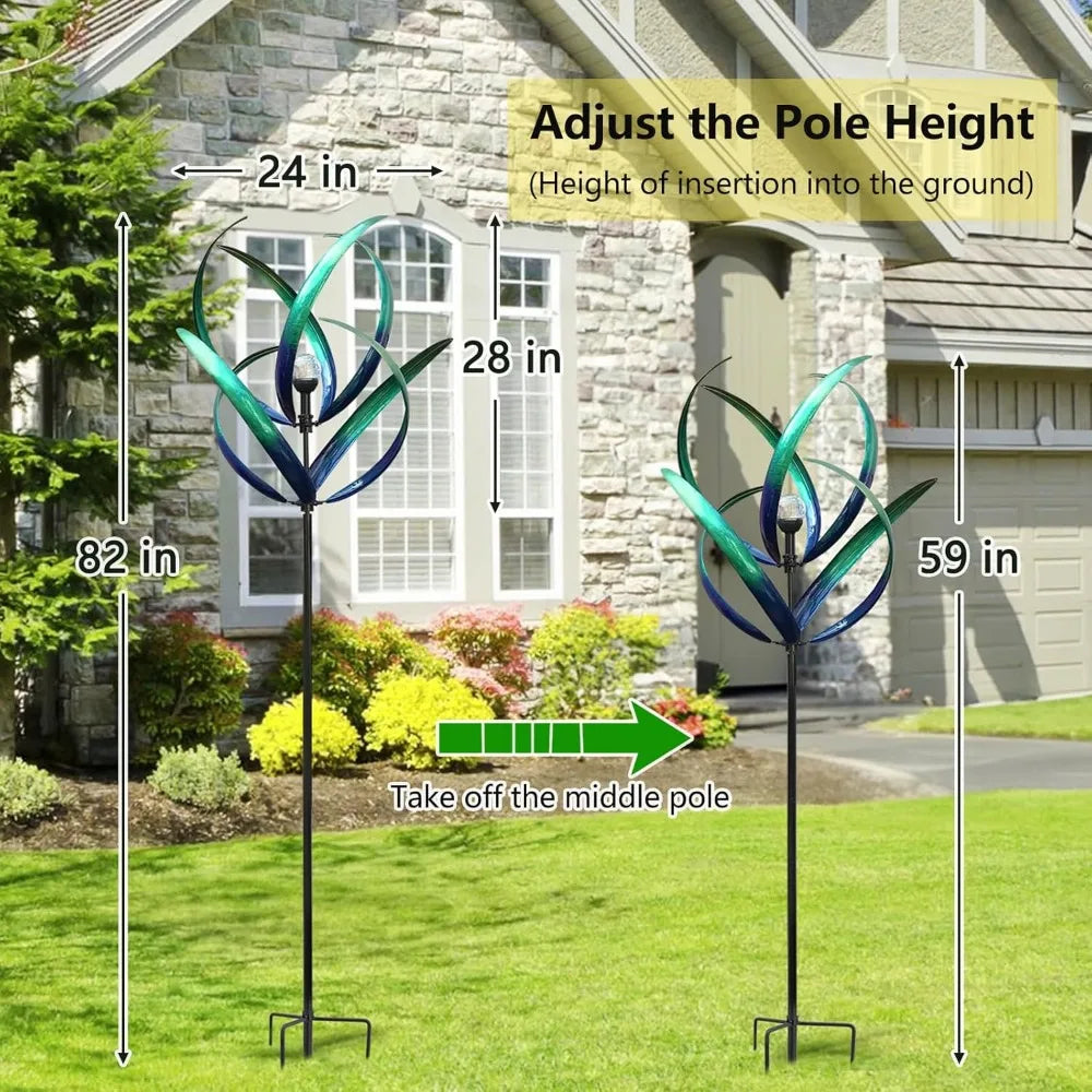 Outdoor Wind Spinners with Solar Light, 82''