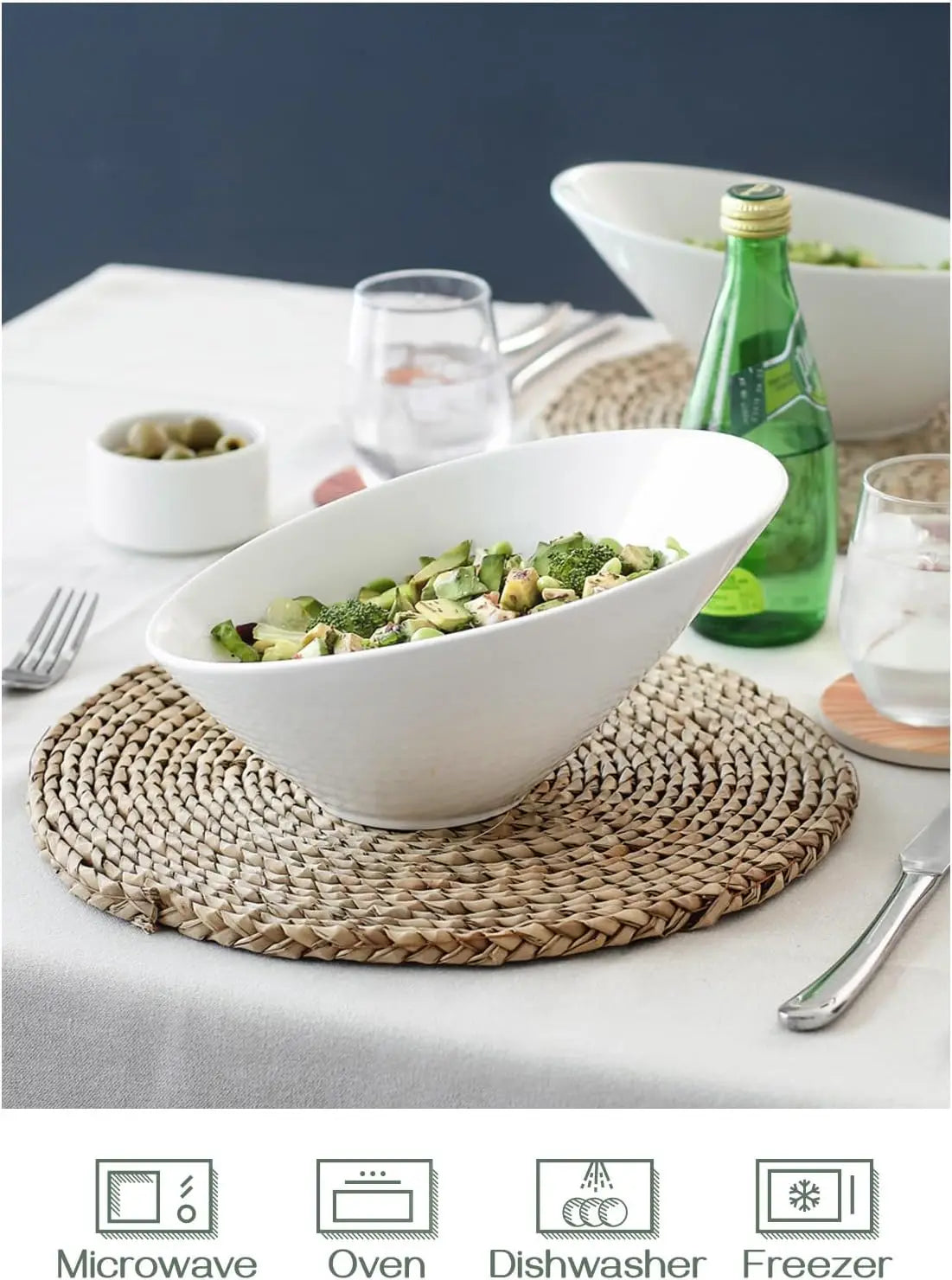 23 OZ Slanted Salad Bowls of 2 Packs - 9.5 Angled Serving Bowls